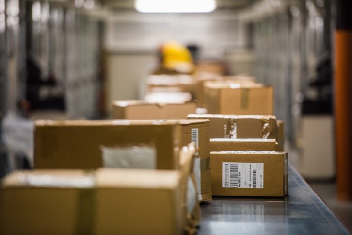 boxes on conveyer belt