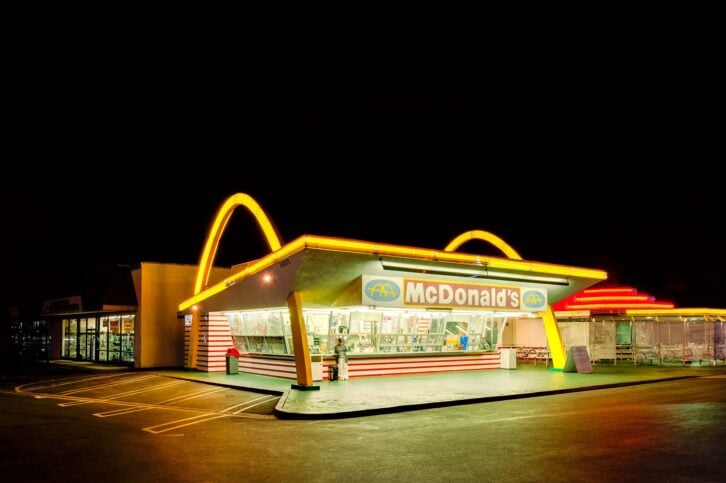 Los Angeles, USA - March 31, 2013: The oldest operating McDonald's restaurant in the world in Downey, Los Angeles, California, USA. It was the third McDonald's restaurant, and opened on August 18, 1953. It  is one of Downey's main tourist attractions.
