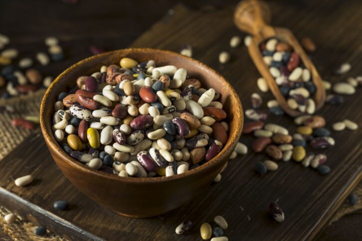 Heap of Assorted Mixed Organic Dry Beans in a Bowl