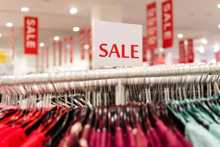 clothing on sale in store