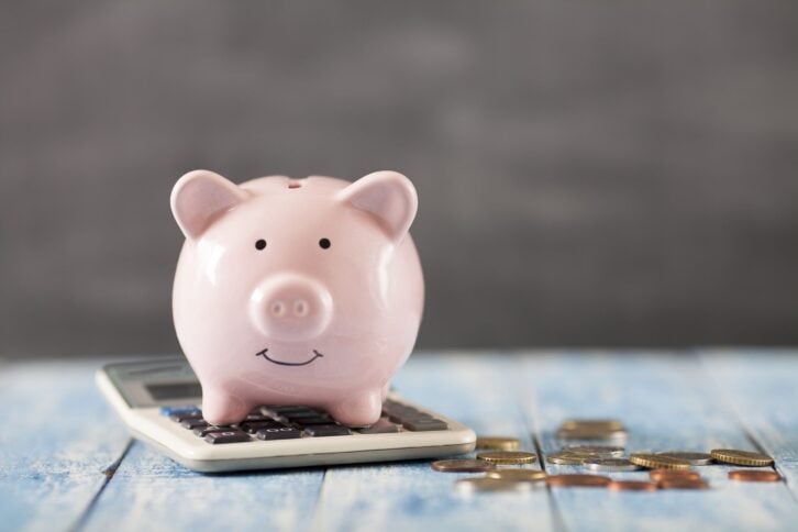 piggy bank with calculator