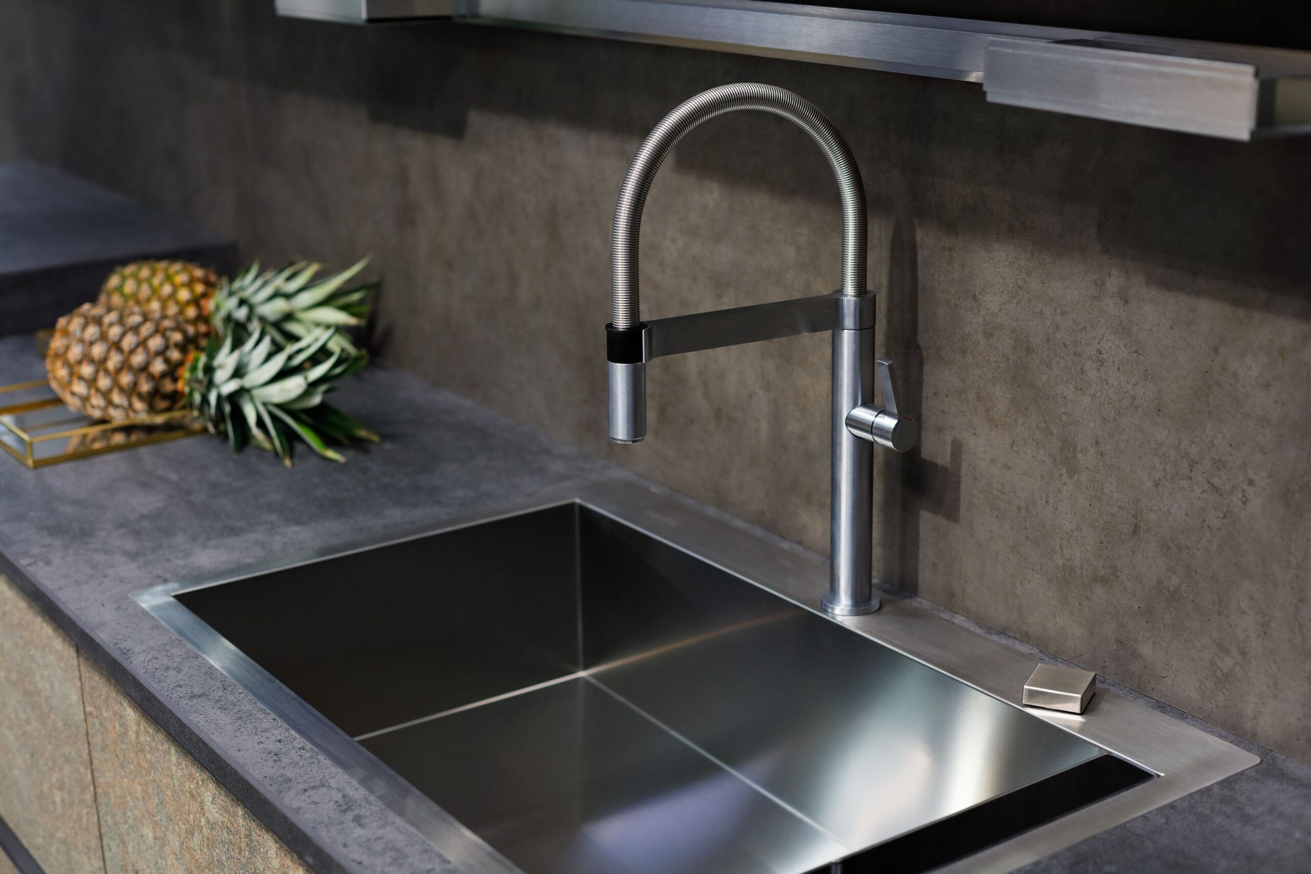 dark concrete sink