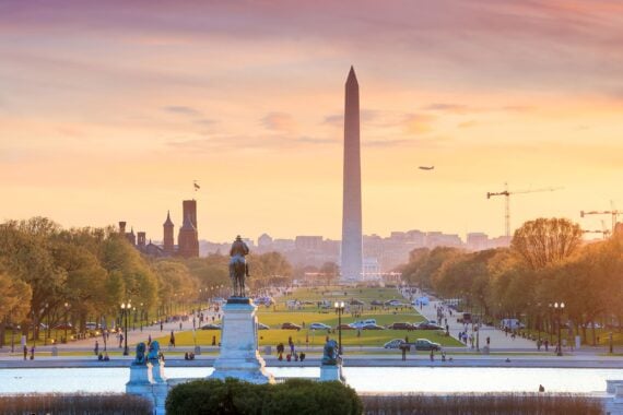 Washington, D.C. city view at a orange sunset