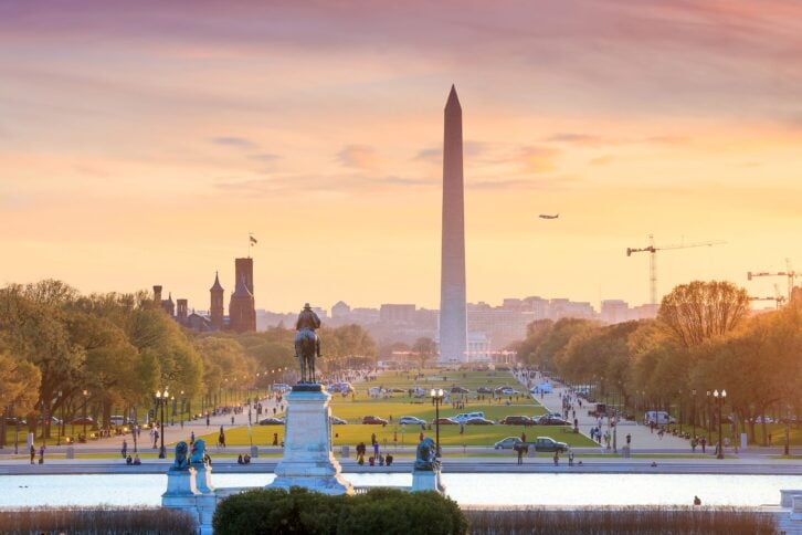 Washington, D.C. city view at a orange sunset