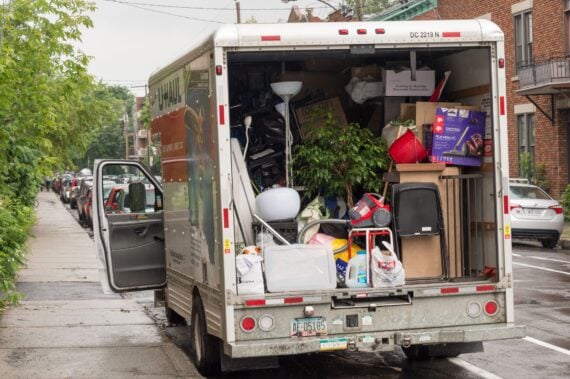 Montreal, CANADA - 1 July 2017: Moving Day in Montreal. In Quebec, July 1 (Canada Day) is also known as Moving Day.