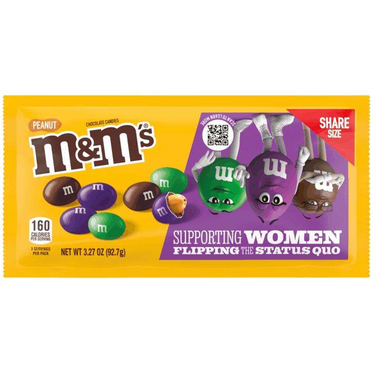 M&M's peanut bag purple supporting women