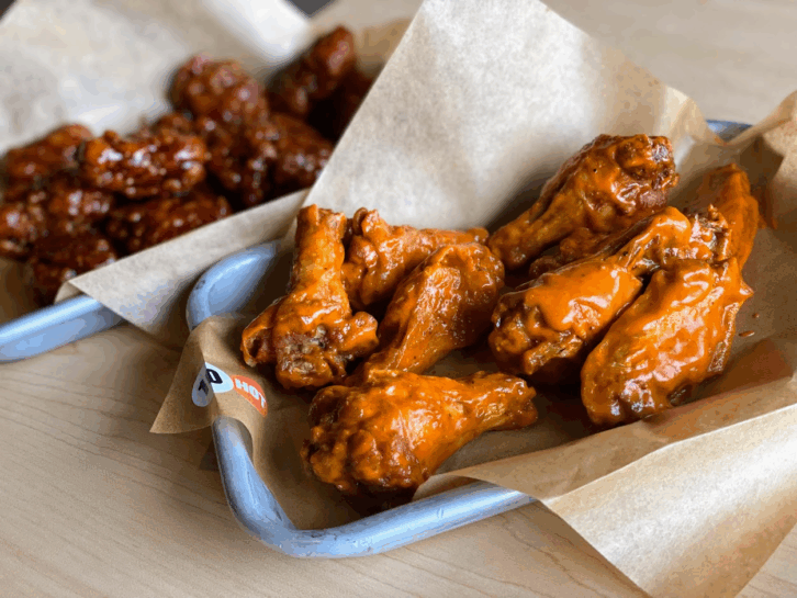 Wings on a table at Buffalo Wild Wings