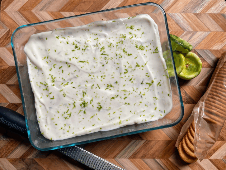 Lime cracker pie on a cutting board