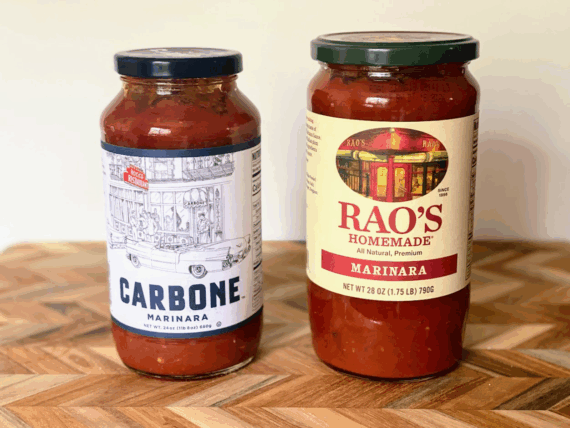 Rao's Carbone pasta sauce bottles