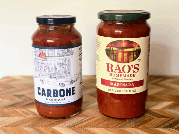 Rao's Carbone pasta sauce bottles
