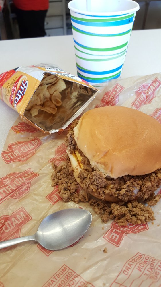 Maid-Rite loose meat sandwich