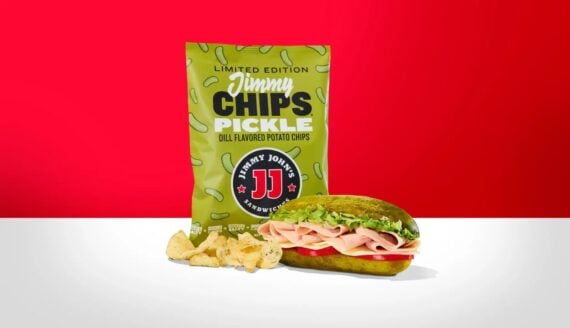 jimmy john's picklewich promo shot with a bag of chips