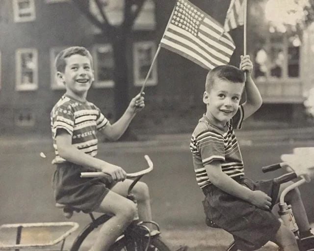 My dad, born on the 4th of July, celebrating the holiday and his birthday with my uncle - 1960