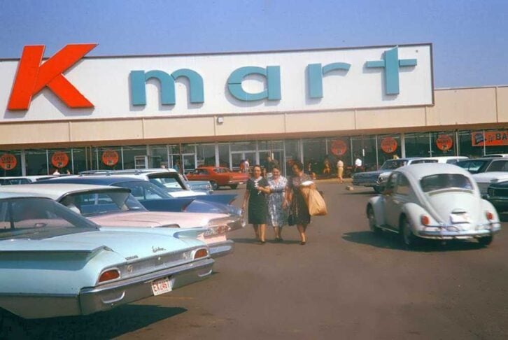 Vintage Photo of an 1950s Kmart from the parking lot