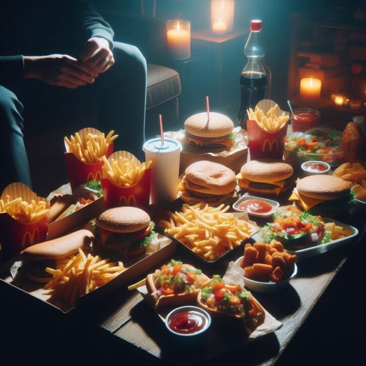 AI image of fast food on a table