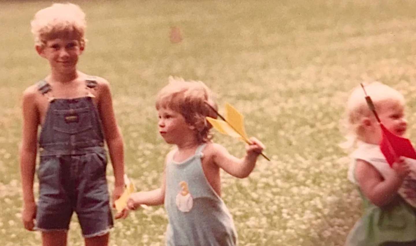 My cousins and I running around with lawn darts in the 1980s. Suffield, Ohio