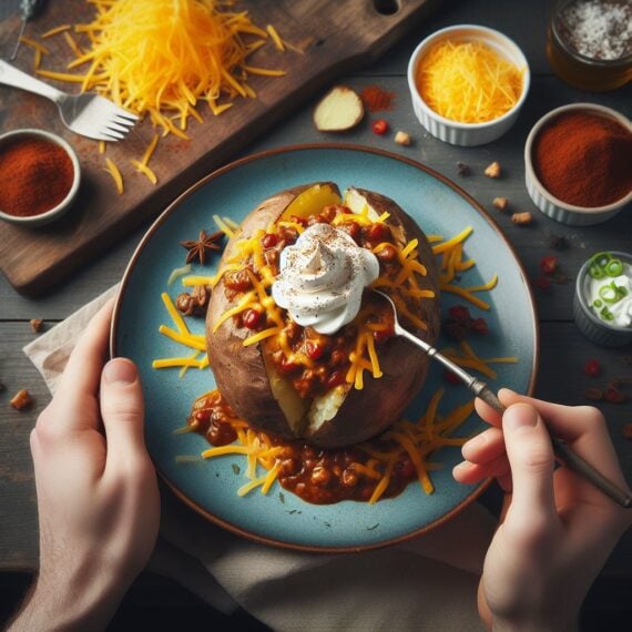 Loaded baked potato recipes AI image