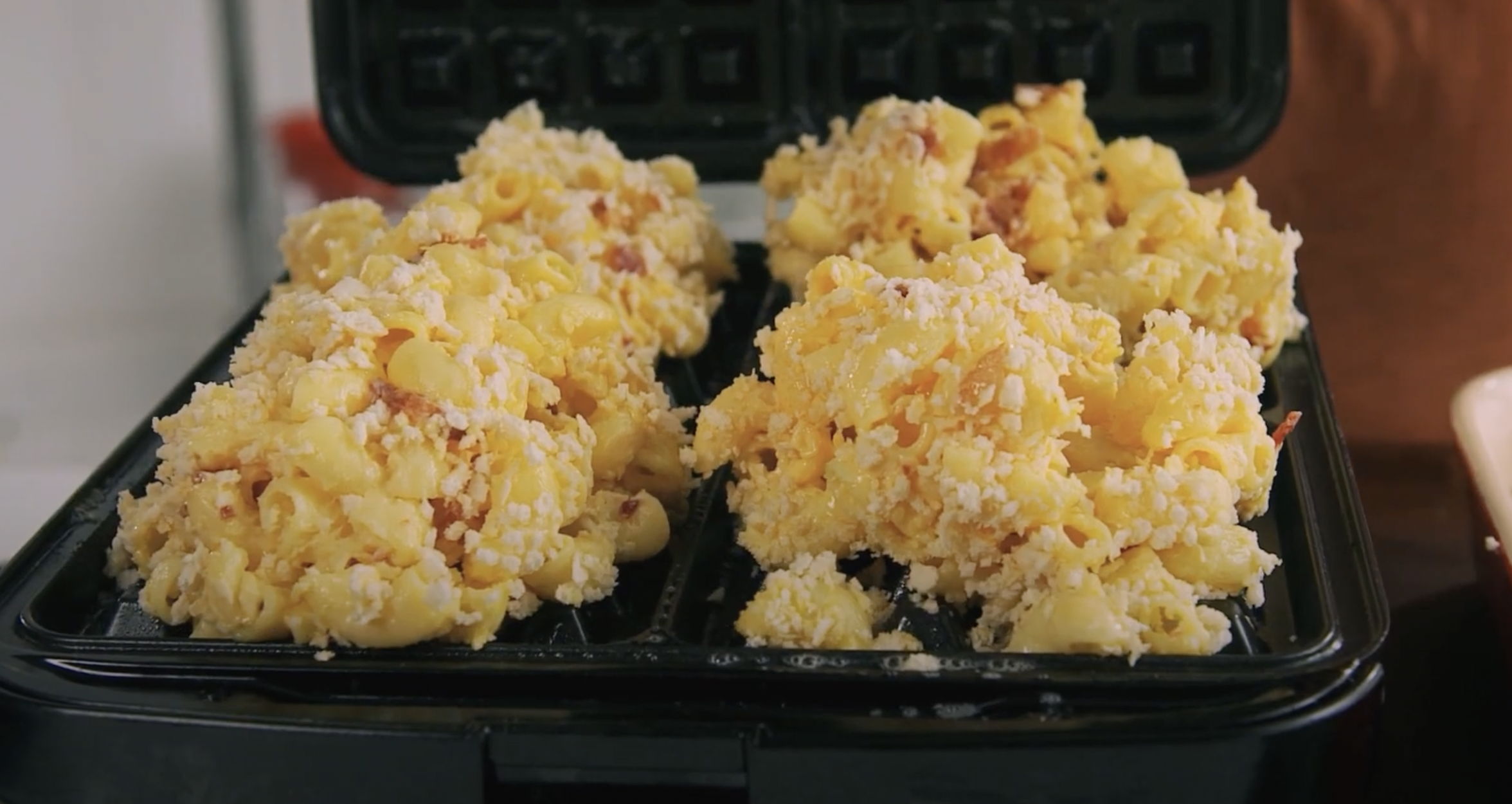 Mac and cheese in waffle maker