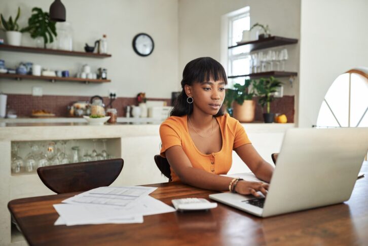 woman doing taxes