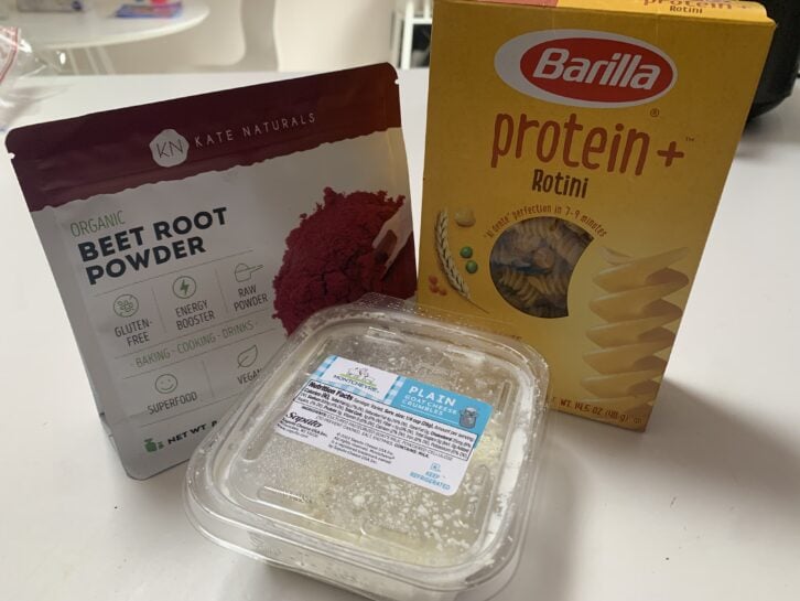 pink pasta ingredients