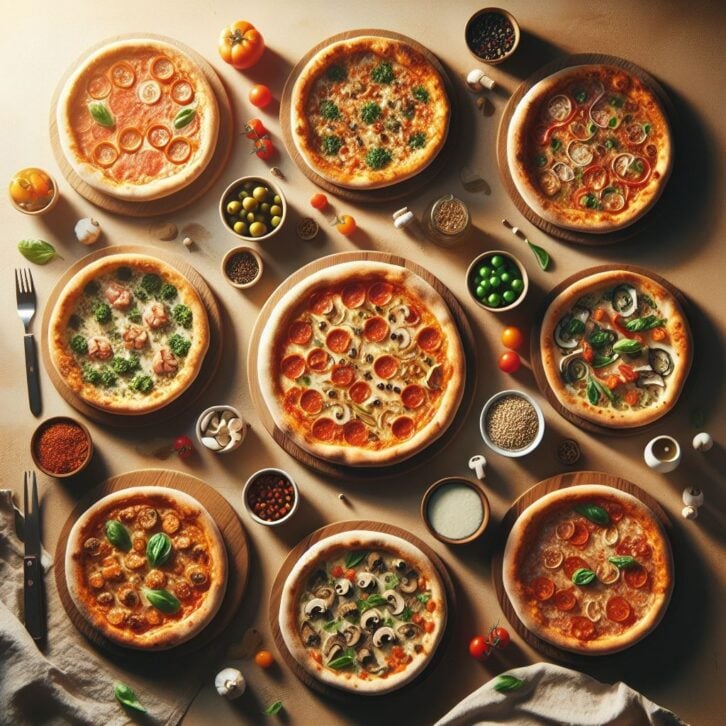pizzas from around the world by bing image creator