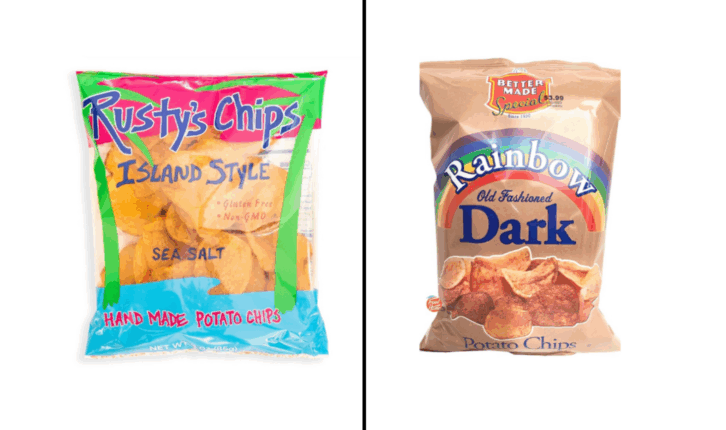 Rusty's Island Chips and Better Made Rainbow Chips