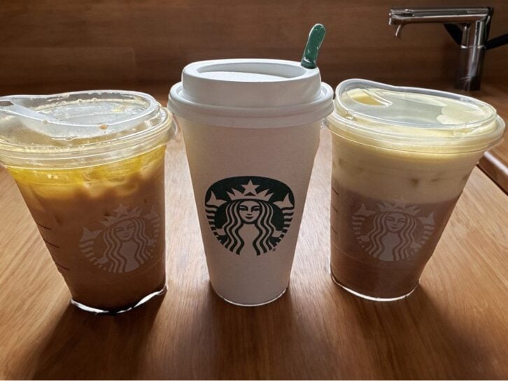 three coffees side-by-side