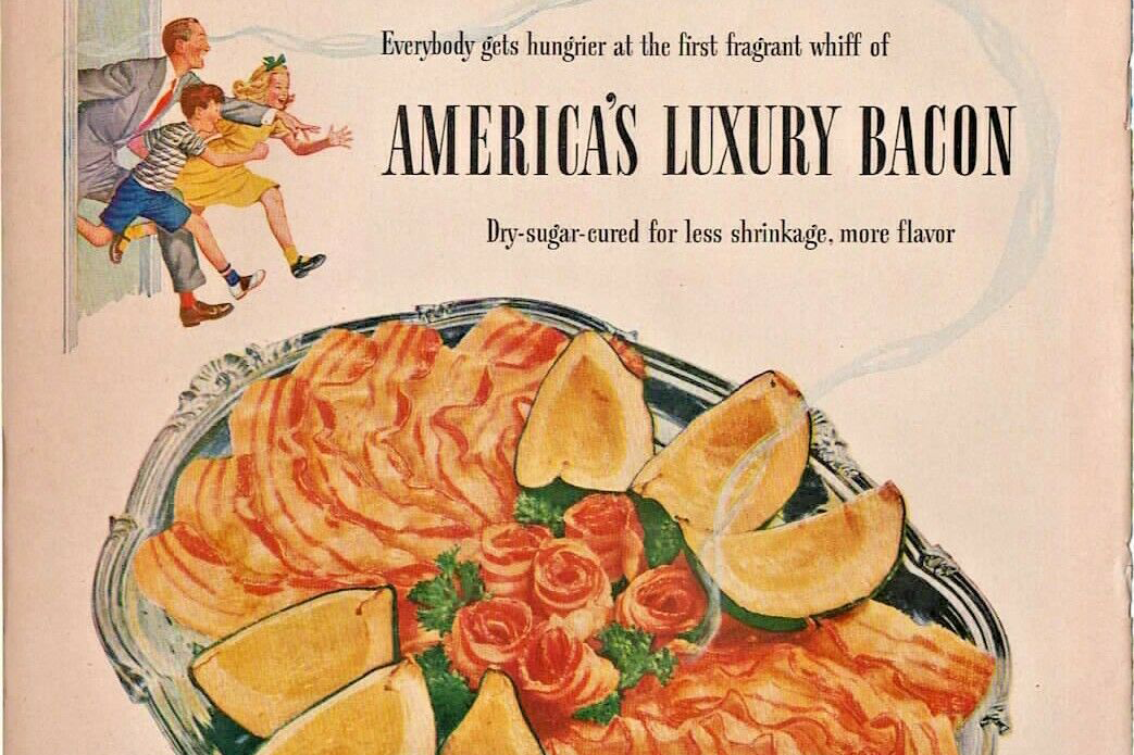 1948 Armour Bacon Vintage Print Ad America's Luxury Bacon