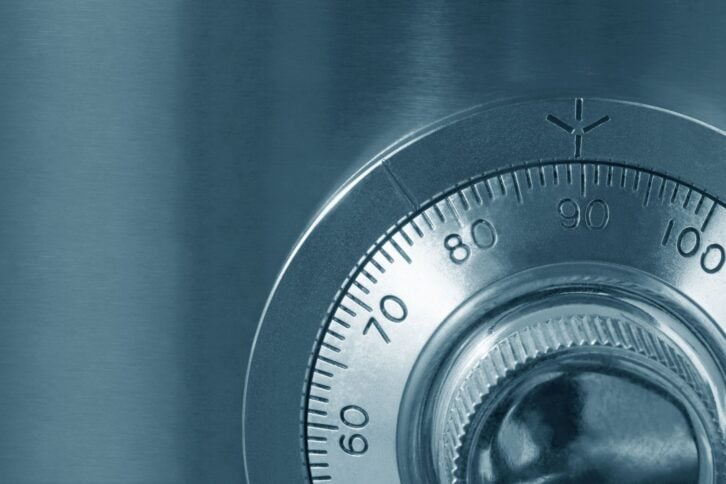 close up of a safe lock