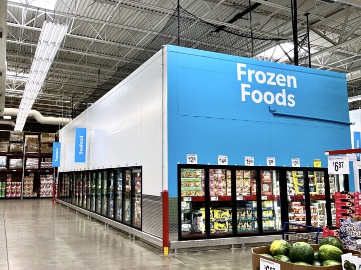 Frozen food aisle at Sam's Club
