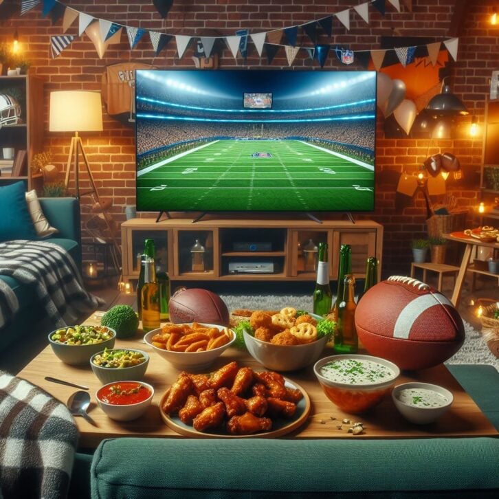 AI generated image of a super bowl party