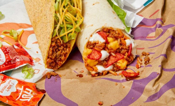 Taco Bell's beefy crunch burrito and doritos locos cool ranch taco
