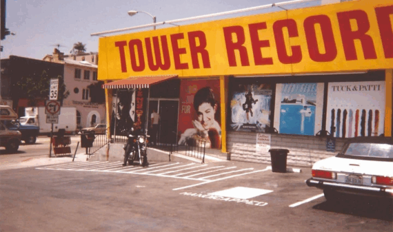 Tower Records on Sunset Boulevard. (1988) Photo by Gary Helsinger