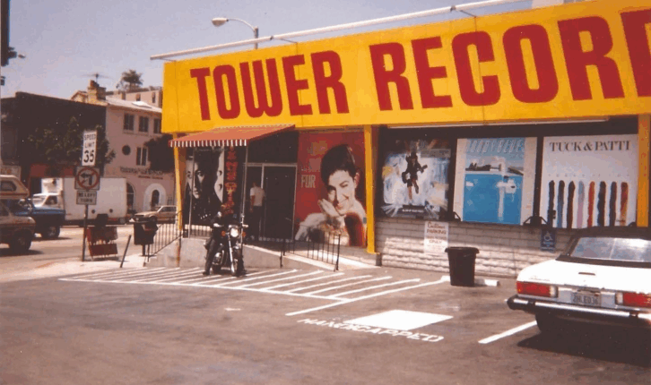 Tower Records on Sunset Boulevard. (1988) Photo by Gary Helsinger
