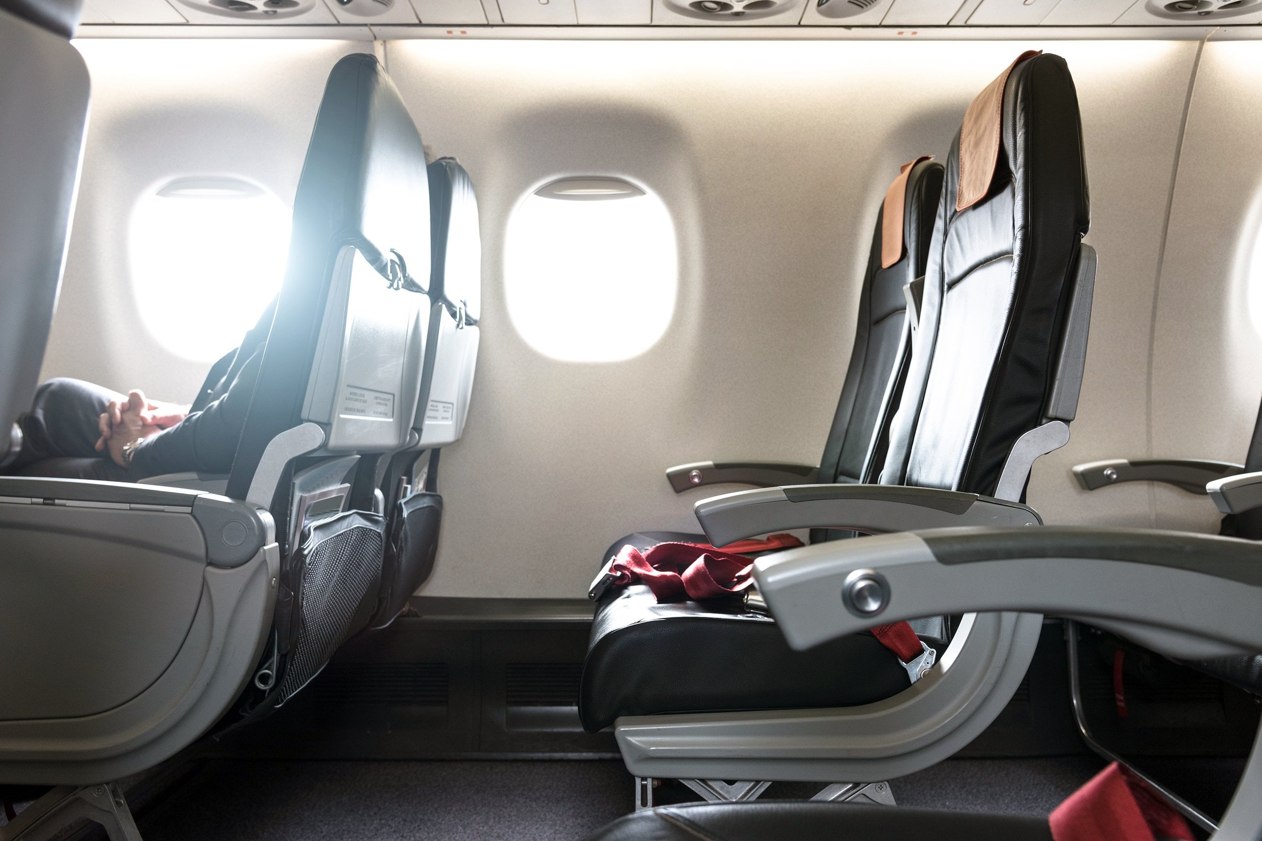 Empty seats on an airplane