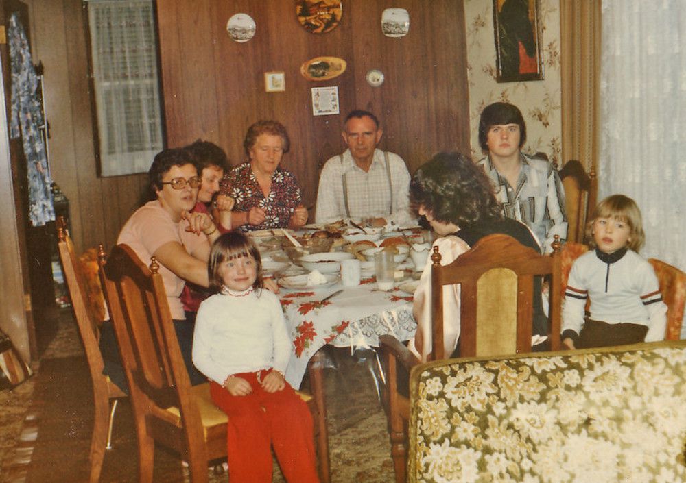 Family dinner, somewhere in the 1980s.