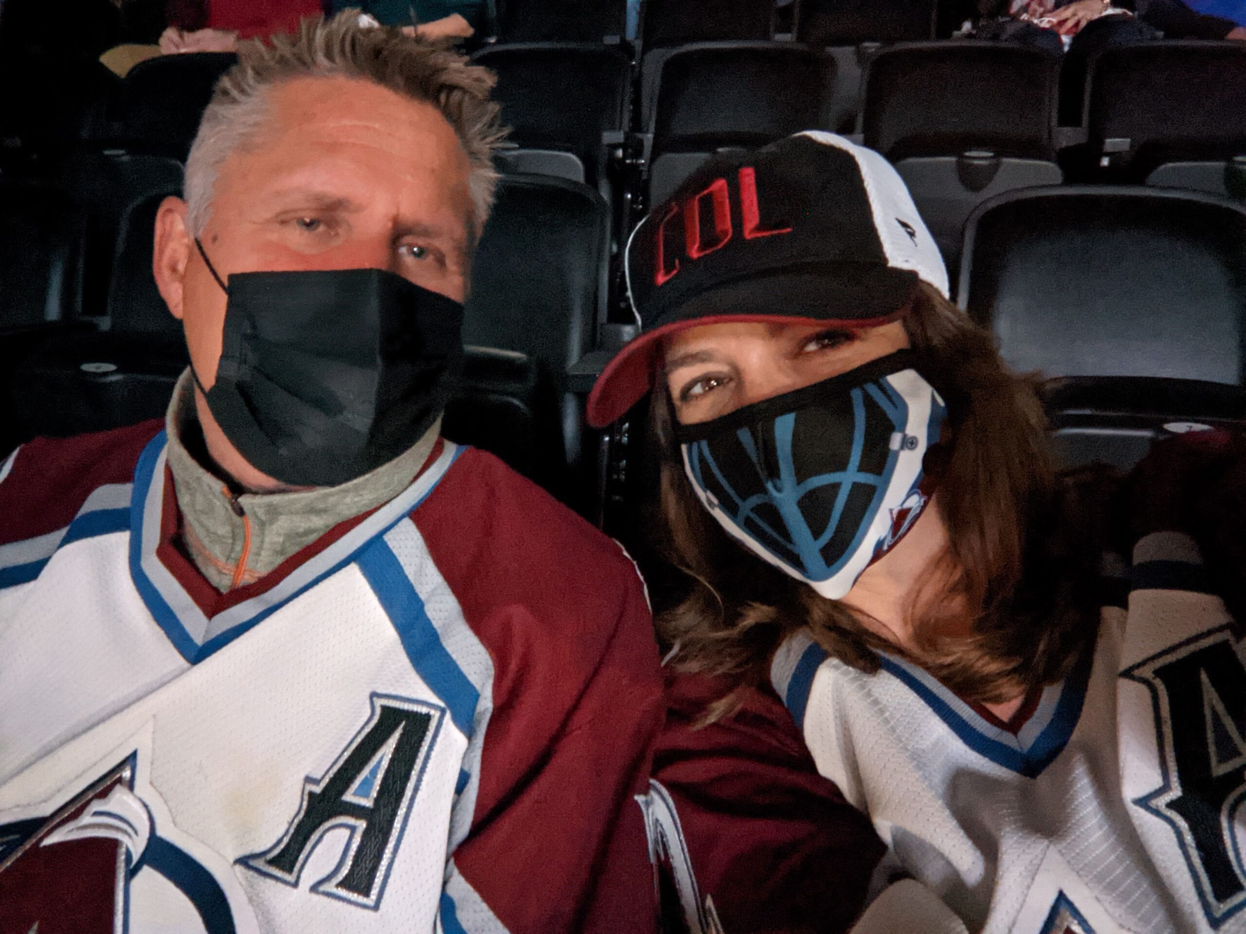 Colorado Avalanche game two- face masks