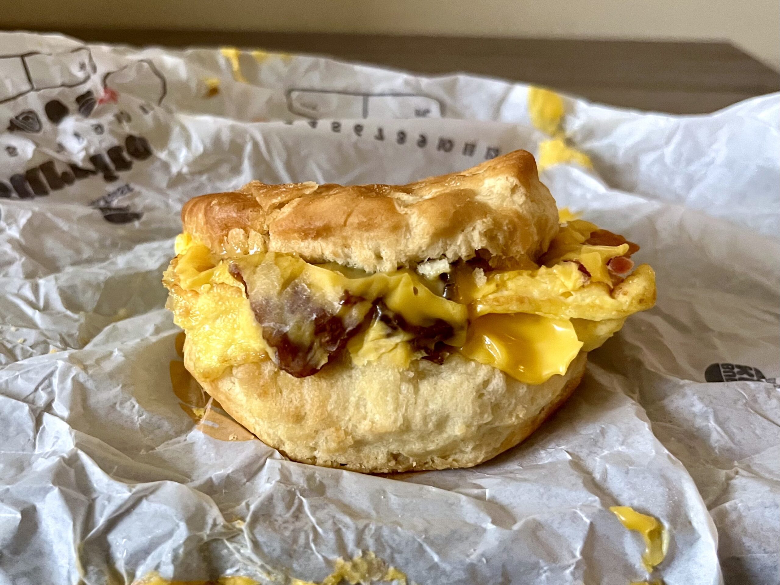 Bacon, egg, and cheese biscuit from burger king