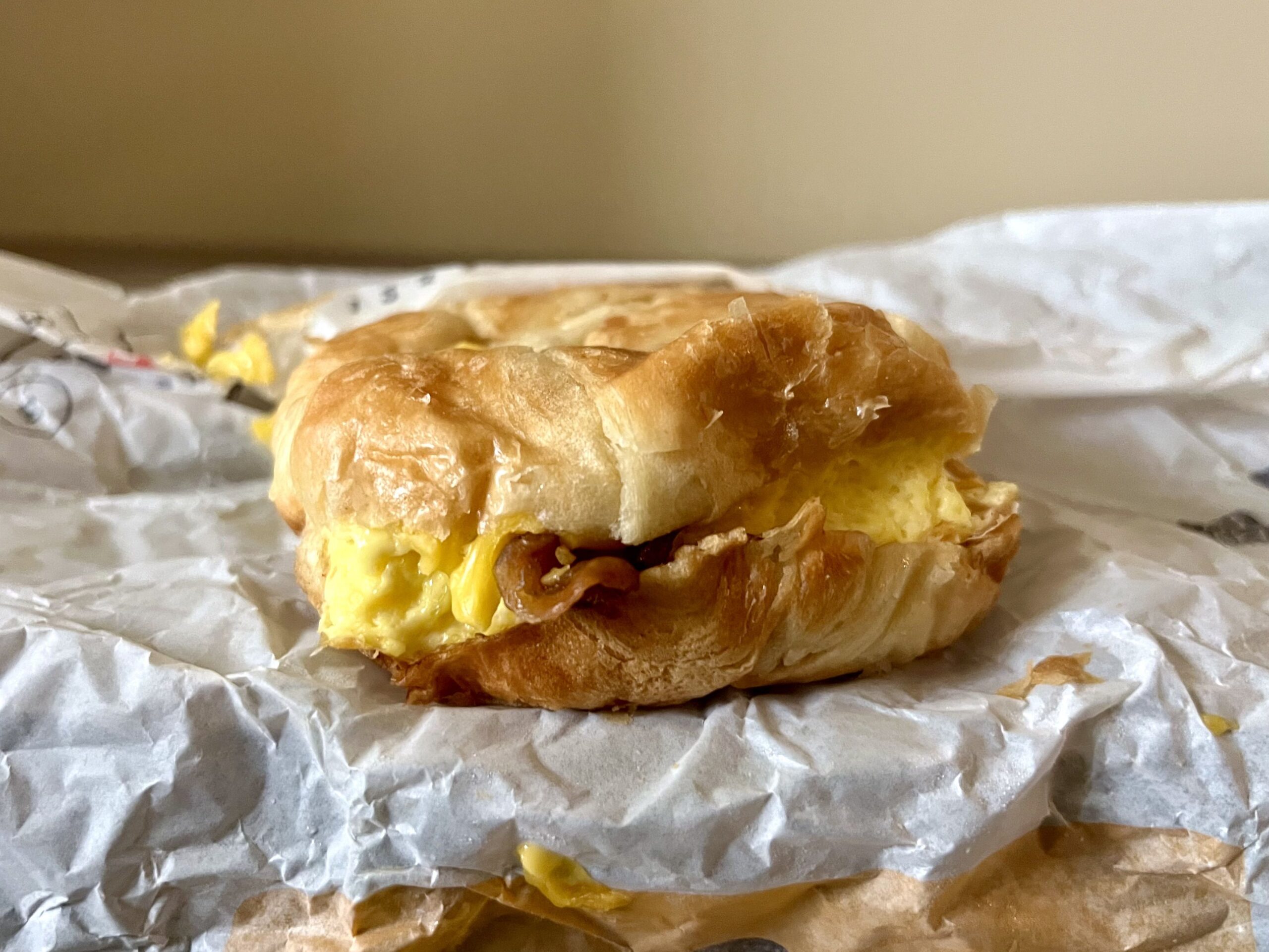 Bacon, egg, and cheese croissan'wich from burger king