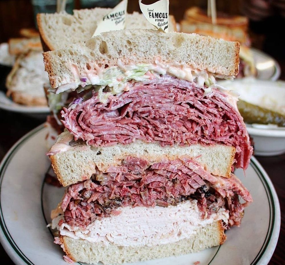 Famous 4th Street Delicatessen Pastrami Sandwich