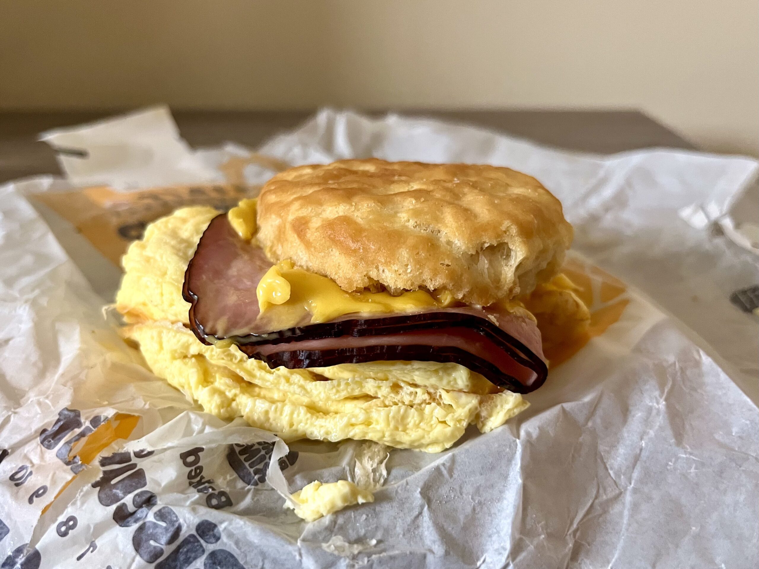 ham, egg, and cheese biscuit from burger king