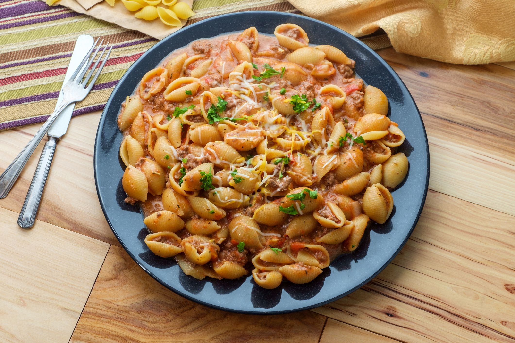 American goulash one pot meal cheesy beef and macaroni with shell pasta