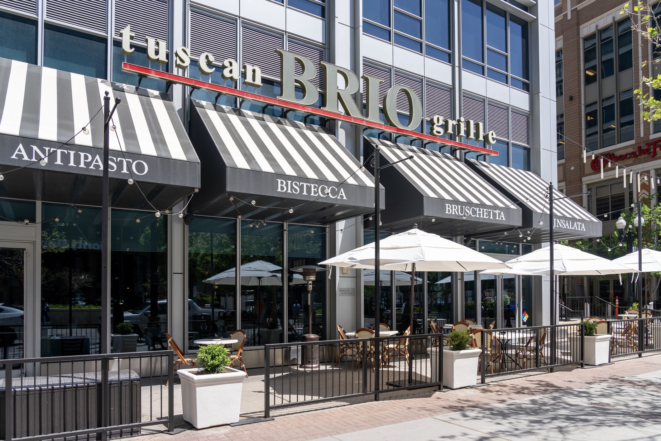 Brio Italian Grille restaurant at City Creek Center in Salt Lake City, Utah, USA, on May 11, 2023. Brio is an Italian chain eatery serving Tuscan-inspired grill fare, plus wine and cocktails.