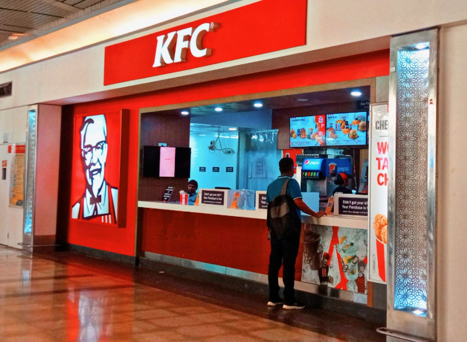 KFC Retail shop in India. Kentucky fried chicken is an American fast food chain restaurant.