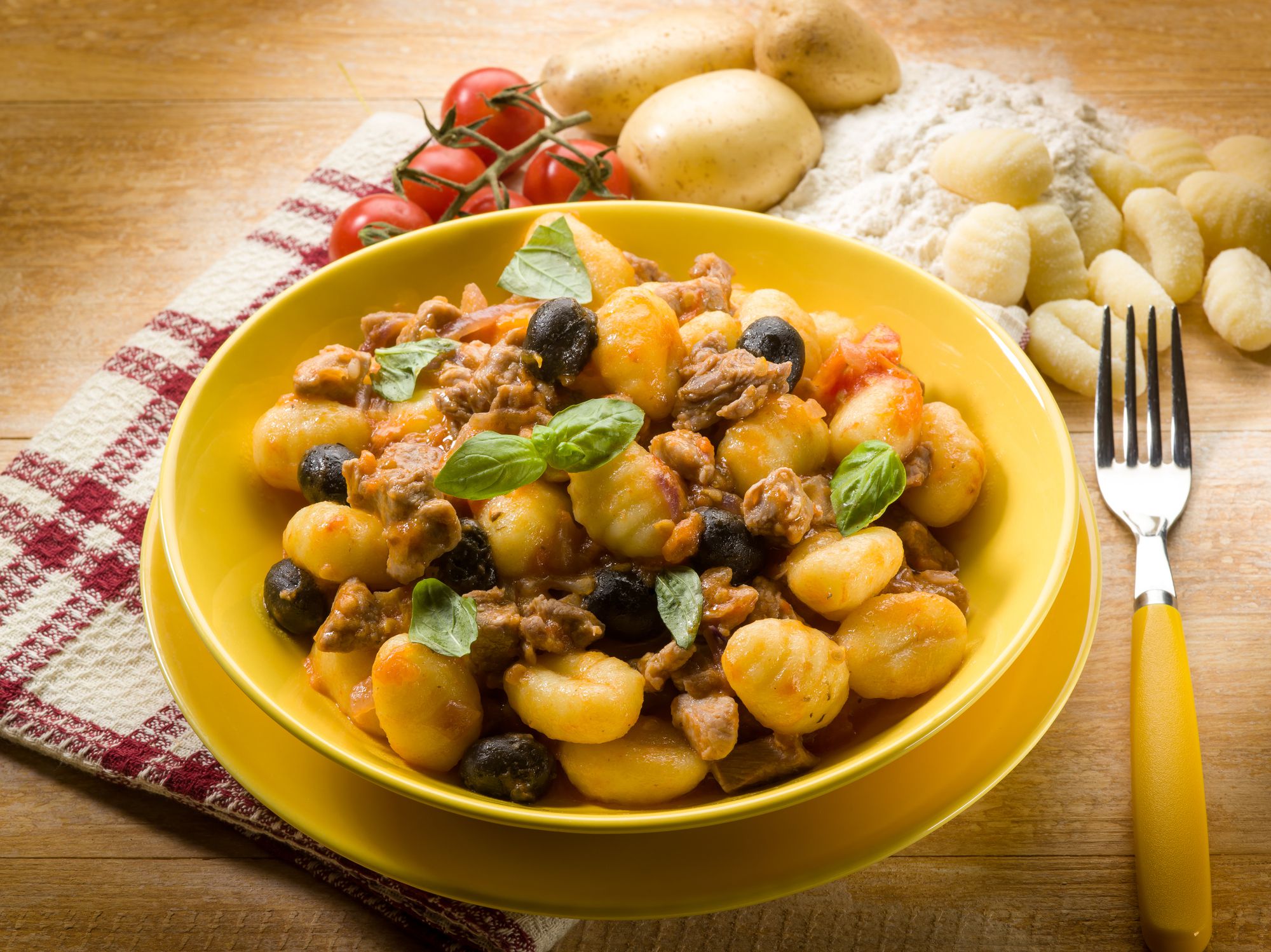 homemade potato gnocchi with ragout sauce