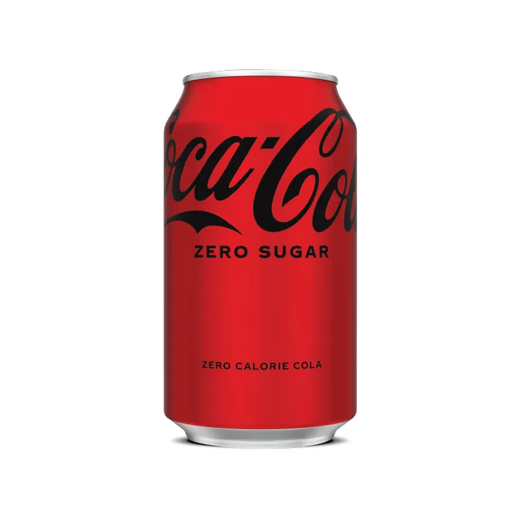 A red can of Coca-Cola Zero Sugar with black text, "Zero Sugar" and "Zero Calorie Cola," displayed on a white background.