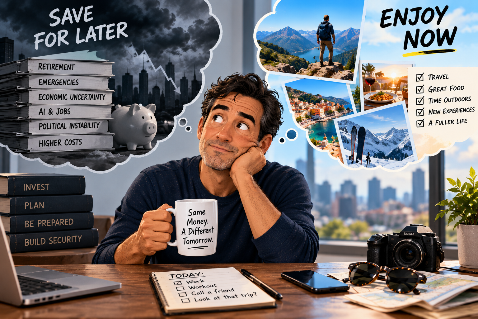 Consumer spending choices between saving for the future and enjoying travel and experiences today