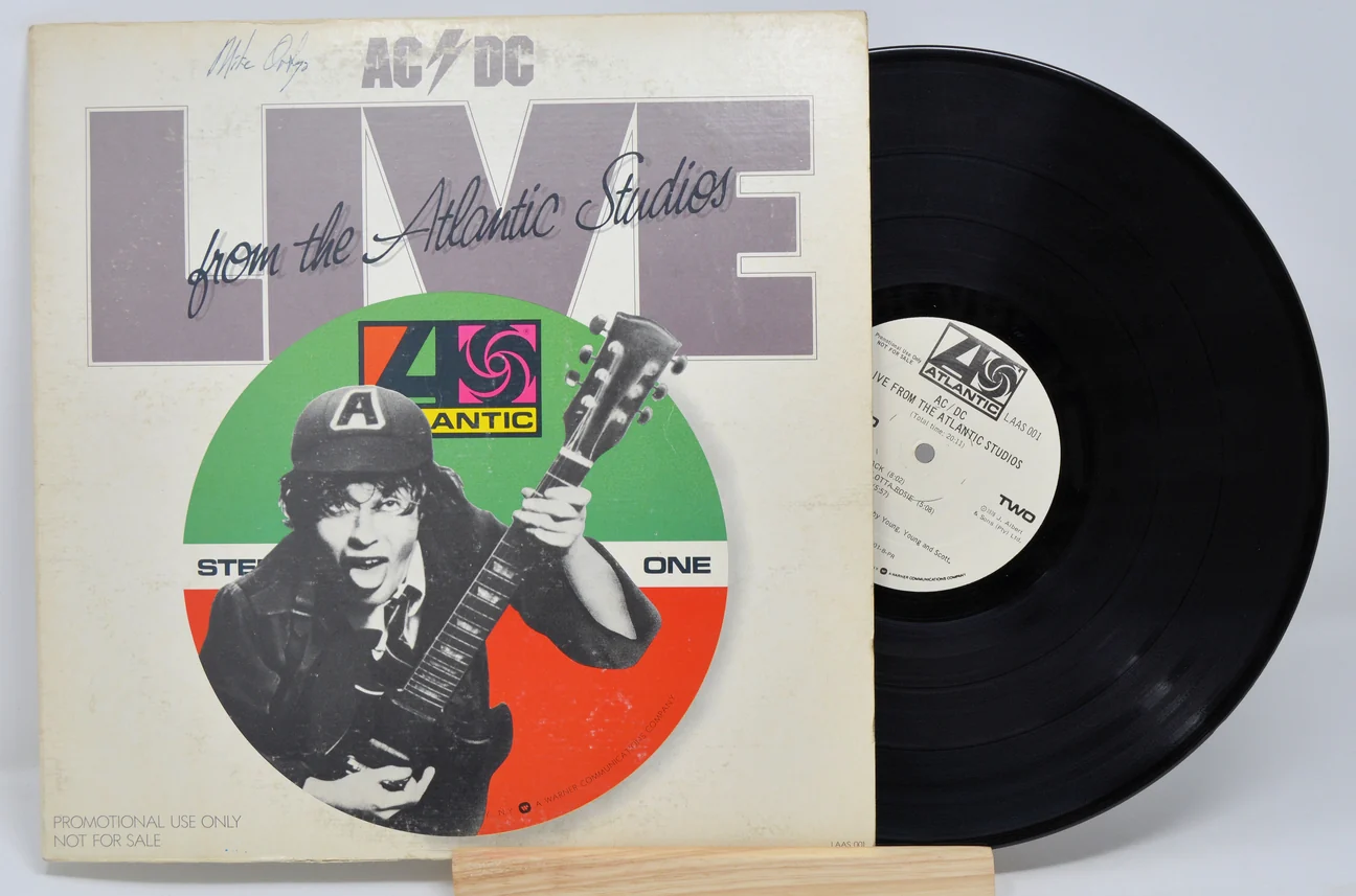 AC/DC Live from the Atlantic Studios vinyl record sleeve and disc.