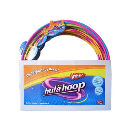 A Wham-O Hula Hoop in branded packaging.